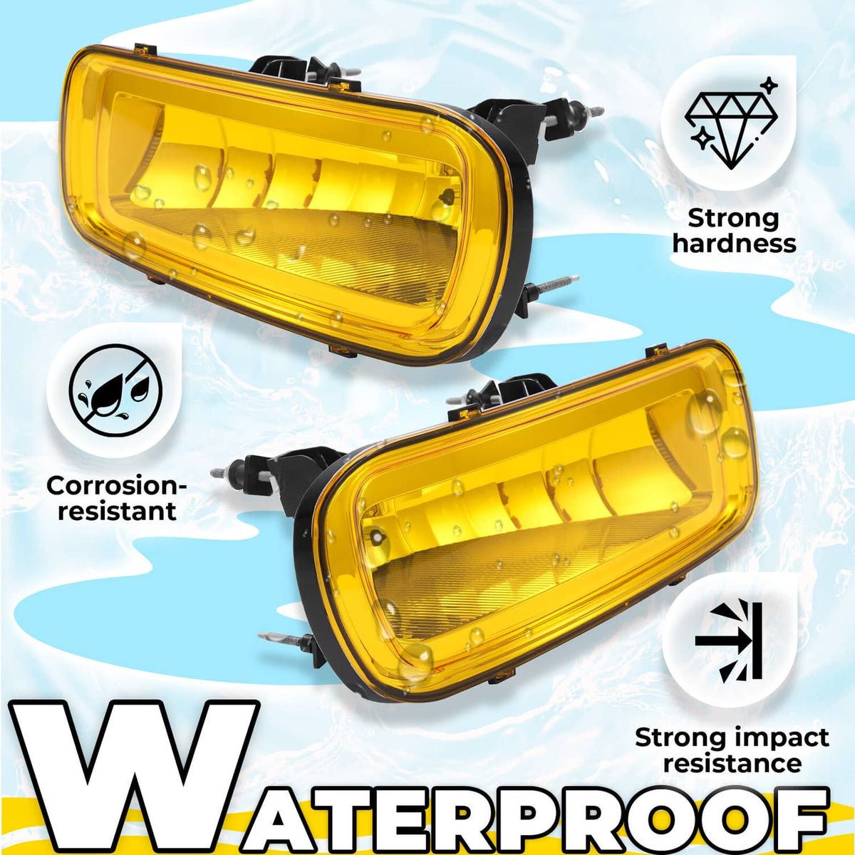 Solid Spare 2PCS Yellow Lens Front Left & Right Fog Lights Lamps For Ford F150 F-150 2004-06