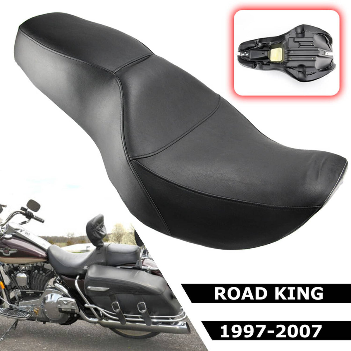 Solidspare Driver 2-Up Seat For Harley Road King Custom FLHRS / EFI FLHRSI 1997-06