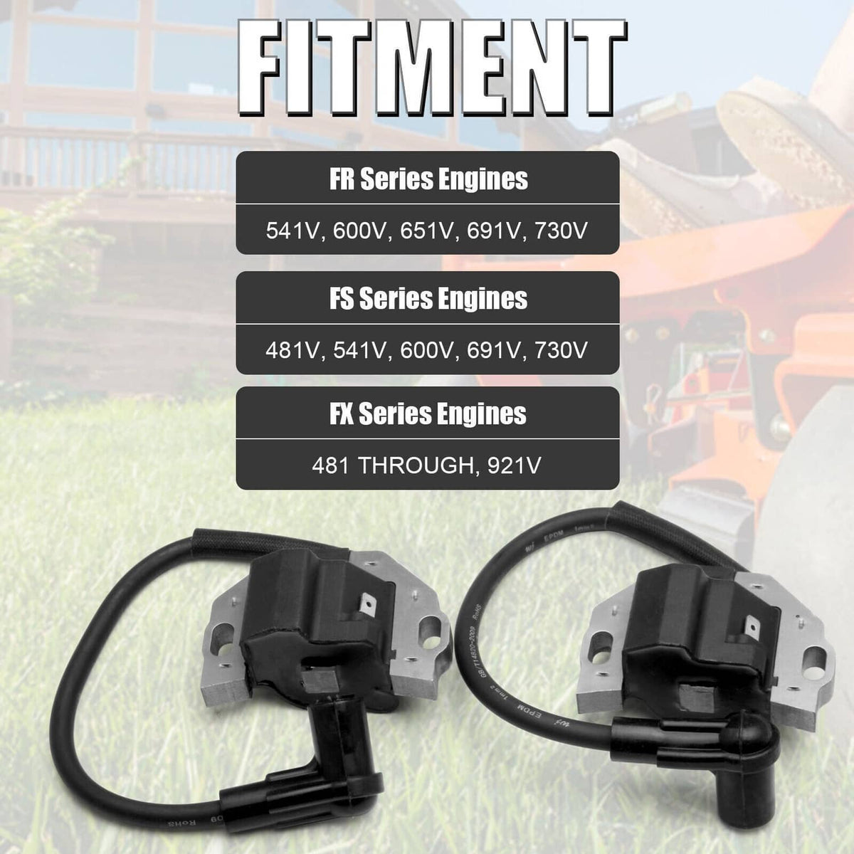 Solidspare Set Ignition Coil w/ Spark Plug For KAWASAKI FR FS FX Series Engines 21171-0743