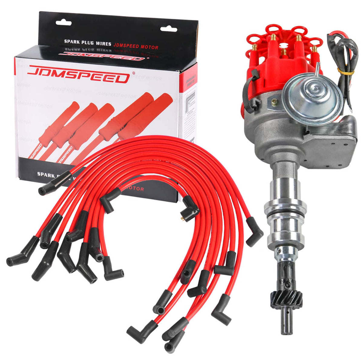 Solidspare FOR SMALL BLOCK FORD 289-302 Small HEI Distributor + SPARK PLUG WIRES