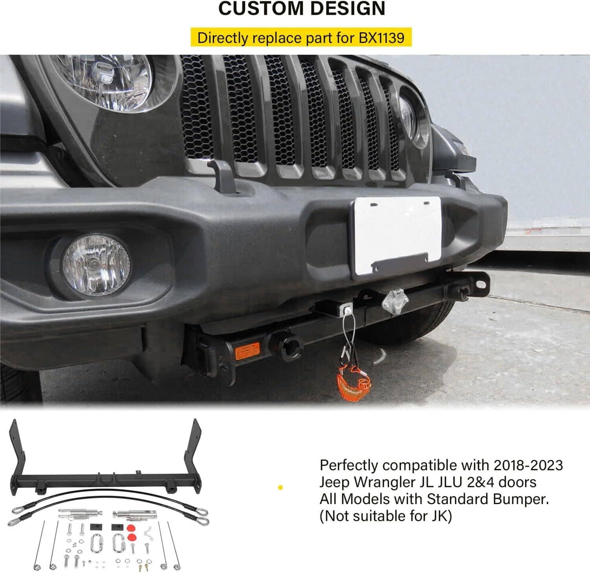 Solid Spare For Jeep Wrangler JLU JL 18-24 Blue OX BX1139 Tow Bar Base Plate Tow Bar Bracket