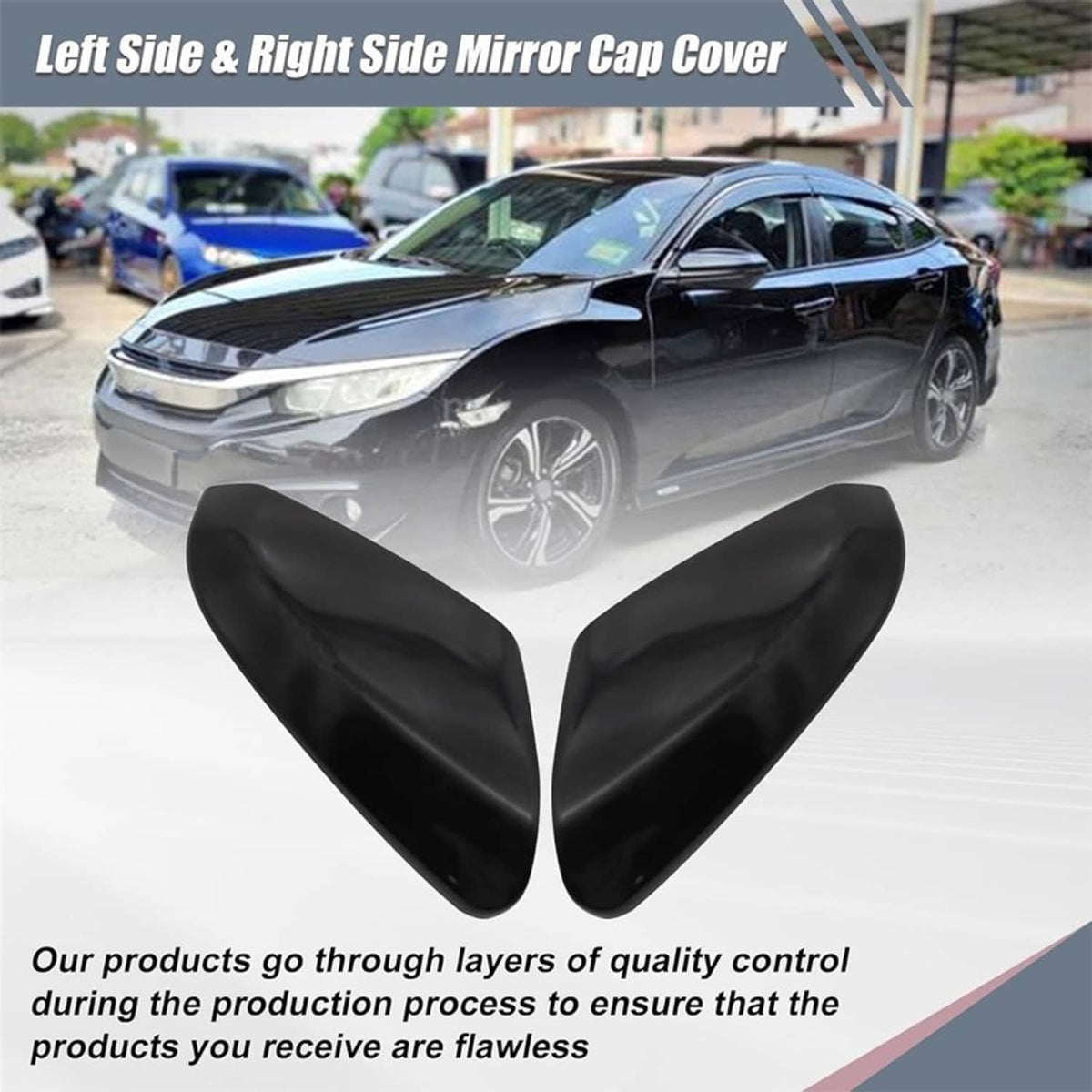 Solidspare Pair For Honda Civic 2016-2021 Mirror Covers Caps Gloss Replacement 76201TBAA11