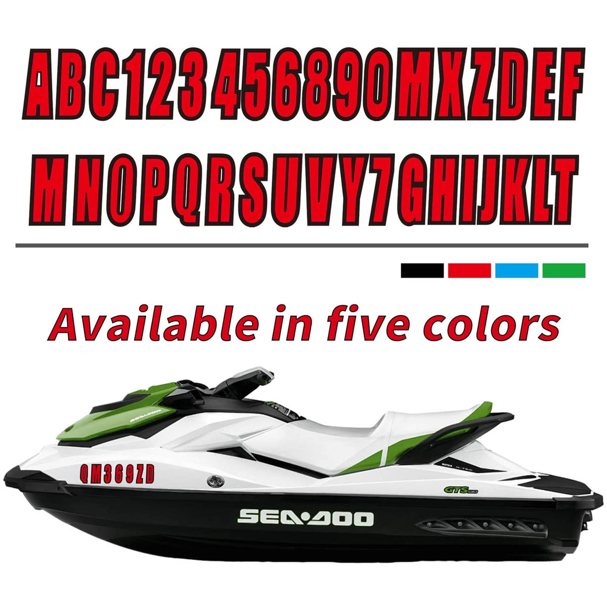 Solid Spare 3"Custom boat registration numbers Decal Sticker 4 sets of A-Z 4 sets of 0-9 Red