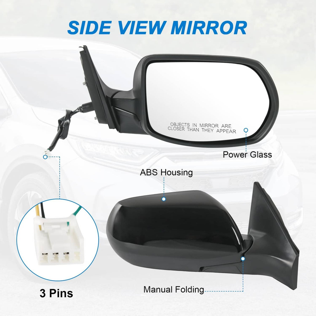 Solidspare Passenger Side Power Textured Mirror For Honda CR-V For Built Model 2017-2022