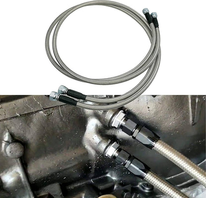 Solidspare SS Braided Transmission Cool Hoses Lines Kit For Chevy Ford TH350 700R4 TH400