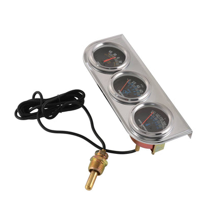 Solidspare 2" 52mm Chrome Car Triple Gauge Set Kit AMP Meter Water Temp Oil Pressure 3 in 1