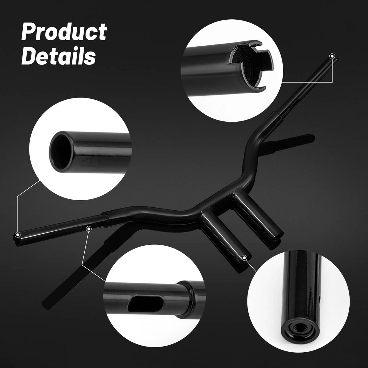 Solidspare Gloss Black 10" Lane Splitter MX-T Bars Handlebar For Harley Sportster 883 1200