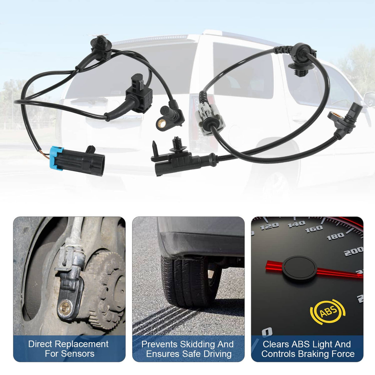 Solidspare 4x Front & Rear ABS Wheel Speed Sensor for Chevy Silverado 1500 GMC Sierra 1500