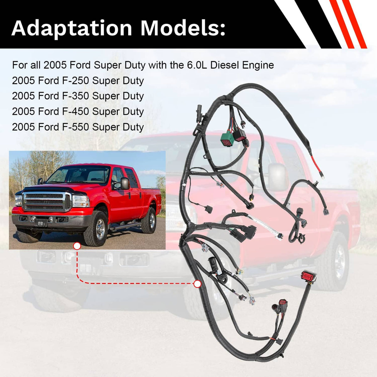 Solidspare 5C3Z-12B637-AA Wiring Harness NEW For Ford Super Duty Engine 6.0L 11/4/2004-2005