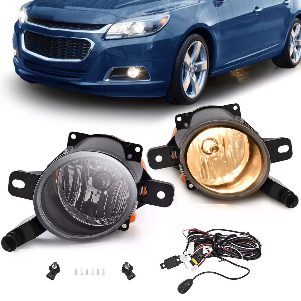 Solid Spare For Chevy Malibu 2013-2015 Clear Lens Pair Bumper Fog Light Driving Lamp LH & RH