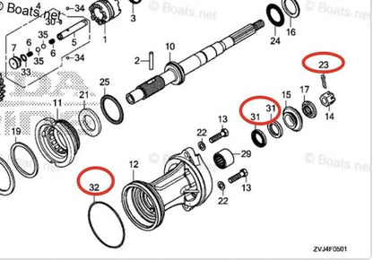 Solid Spare Lower Gearcase Seal & O-ring 91252-ZZ3-003 91351-ZX2-C00 For Honda 200/225/250HP