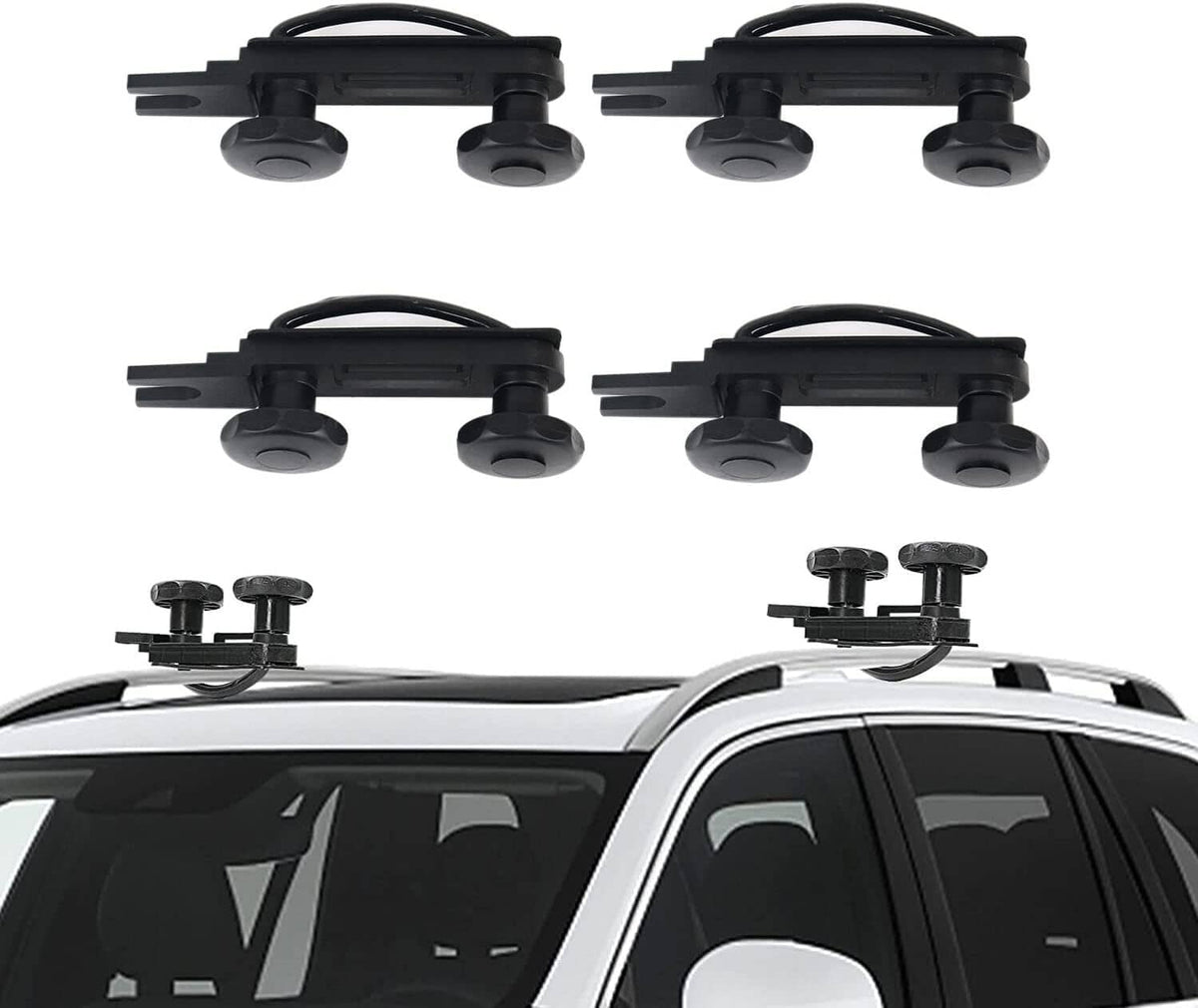 Solidspare 4x Universal Roof Box U-Bolt Clamps Cargo Carrier Roof Rack Bracket Van Mounting