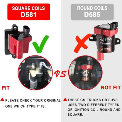 Solidspare 8Pack Square Ignition Coil & Spark Plug Wire For Chevy GMC 4.8L 5.3L 6.0L 8.1L