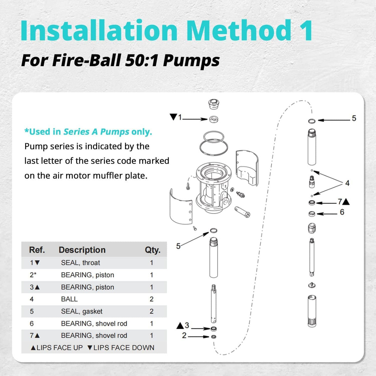 Solidspare 241623 Pump Repair Kit Fit for Fireball 300 (50:1) & Dynastar 10:1 Grease Pumps