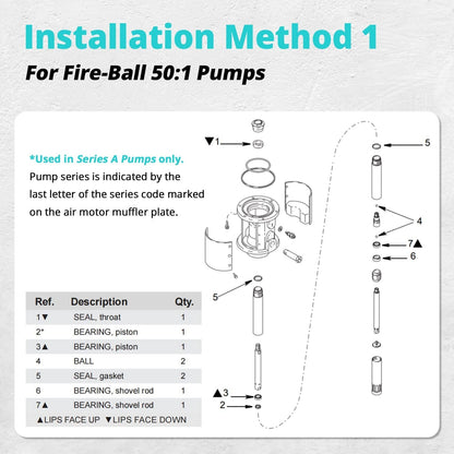 Solidspare 241623 Pump Repair Kit Fit for Fireball 300 (50:1) & Dynastar 10:1 Grease Pumps