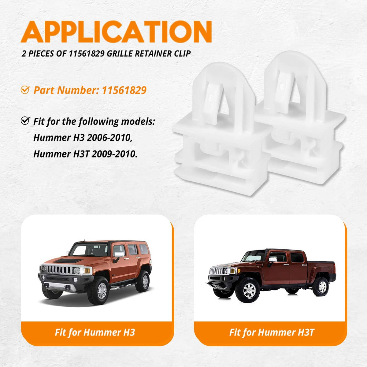 Solidspare 4*11561829 Grille Retainer Clip for Hummer H3 2006-2010 and Hummer H3T 2009-2010