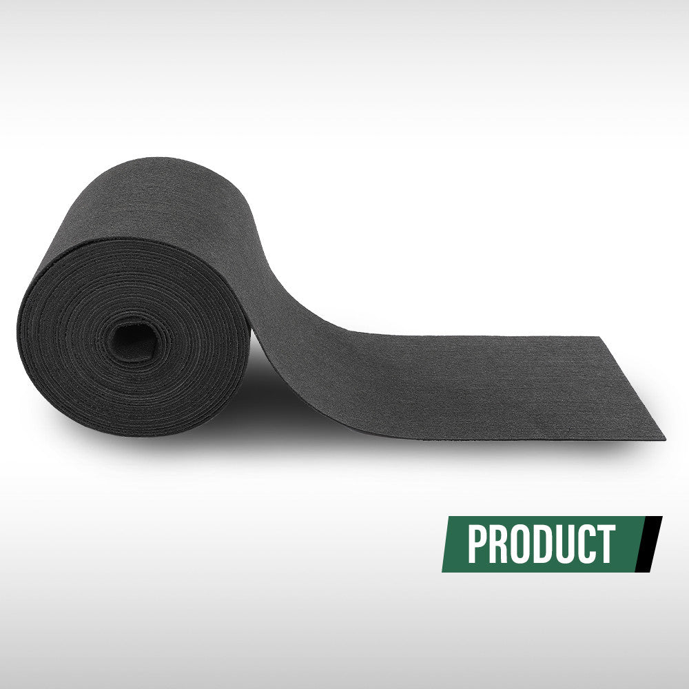 Solid Spare 9" x 50' Ribbed Bunk Carpet / Marine Boat Trailer Runners / Outdoor - Black
