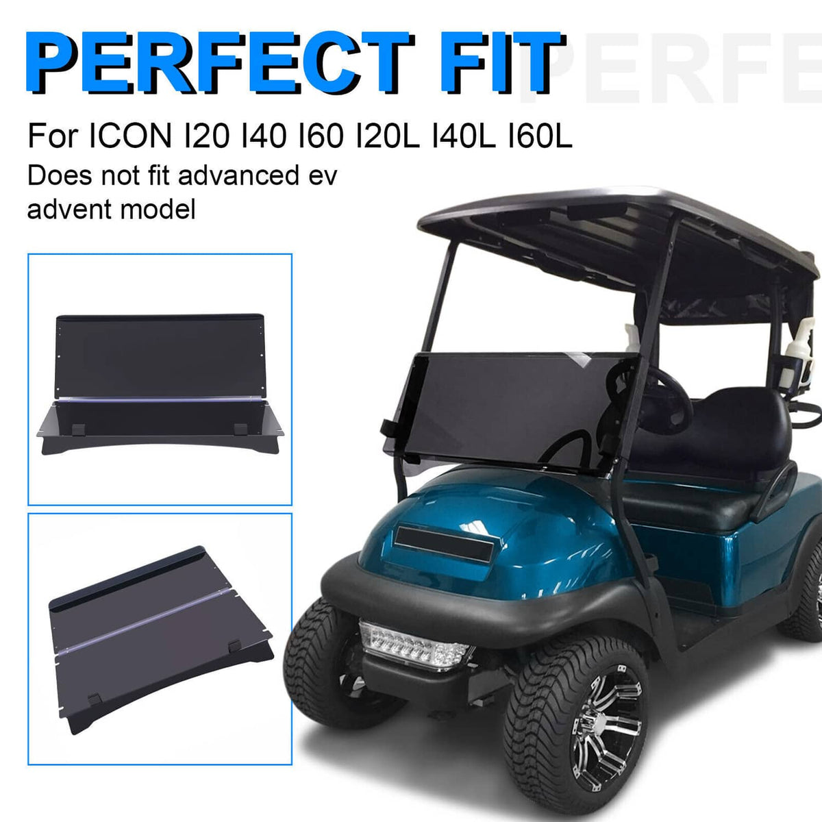 Solidspare Tinted Windshield Fold Down Flip Windscreen For ICON i20 i40 i60 i20L i40L i60L