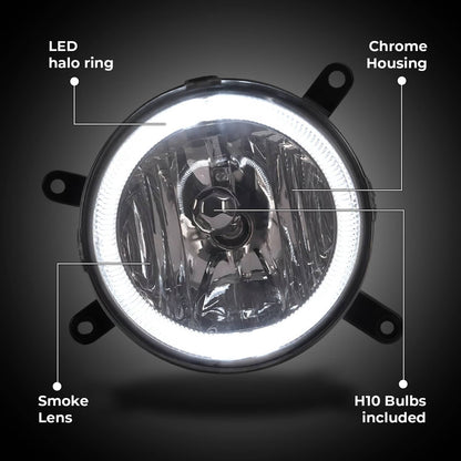 Solid Spare Fog Lights LED Halo Running Light Smoke Lens For Ford Mustang GT 2005-2009 RH&LH
