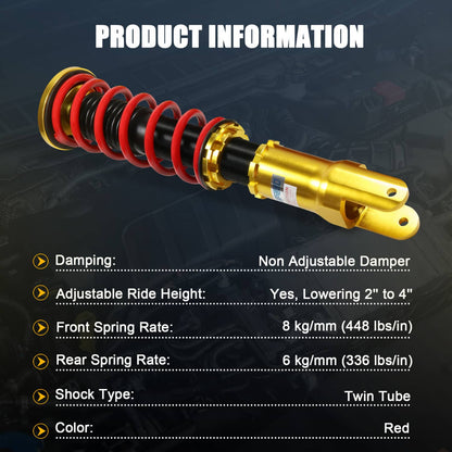 Solidspare Full Coilover Suspension Shocks FIT Honda Civic CRX 88-91 Acura Integra 90-93
