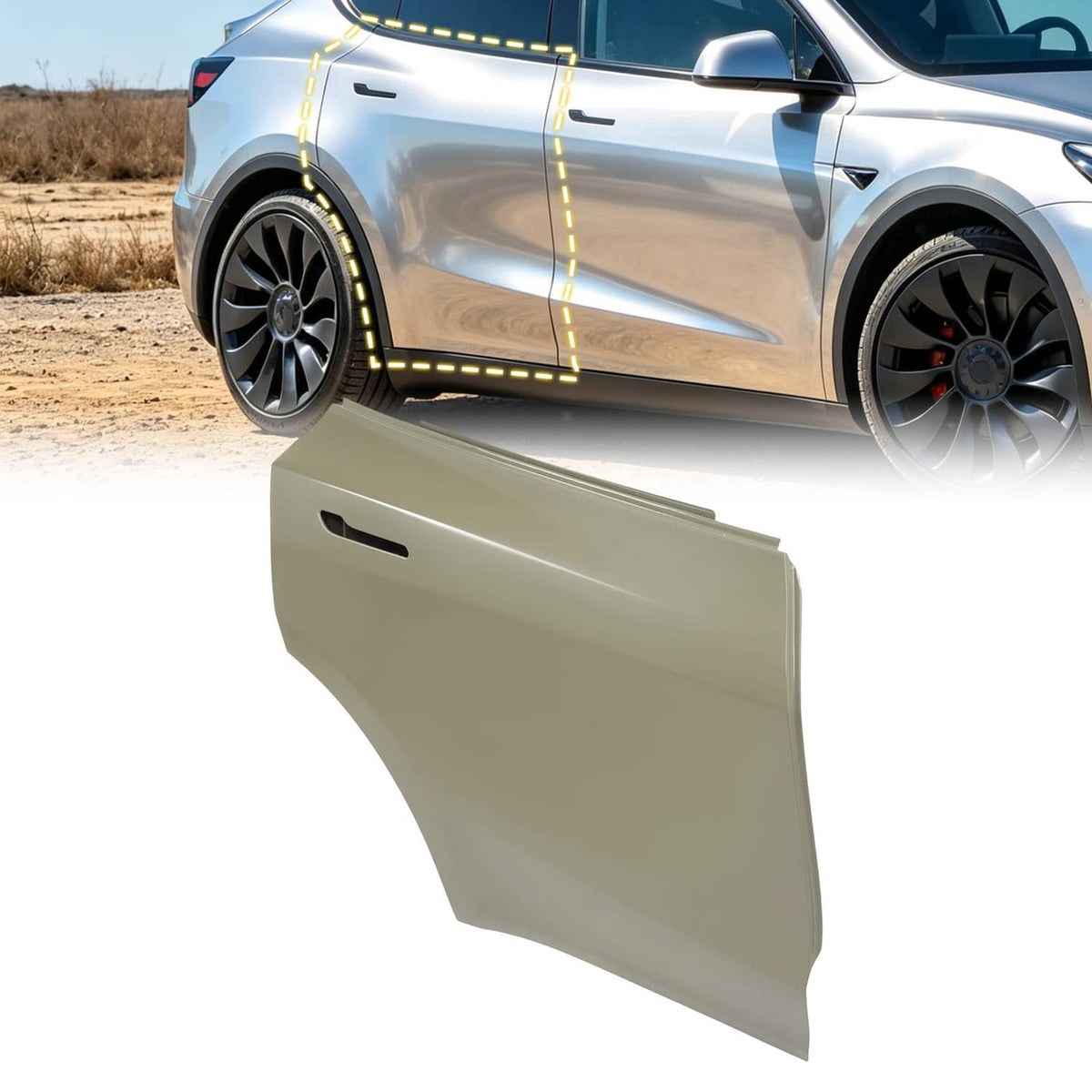 Solid Spare For Tesla Model Y 2020-2024 Rear Right Side Door Gray RH Replacement