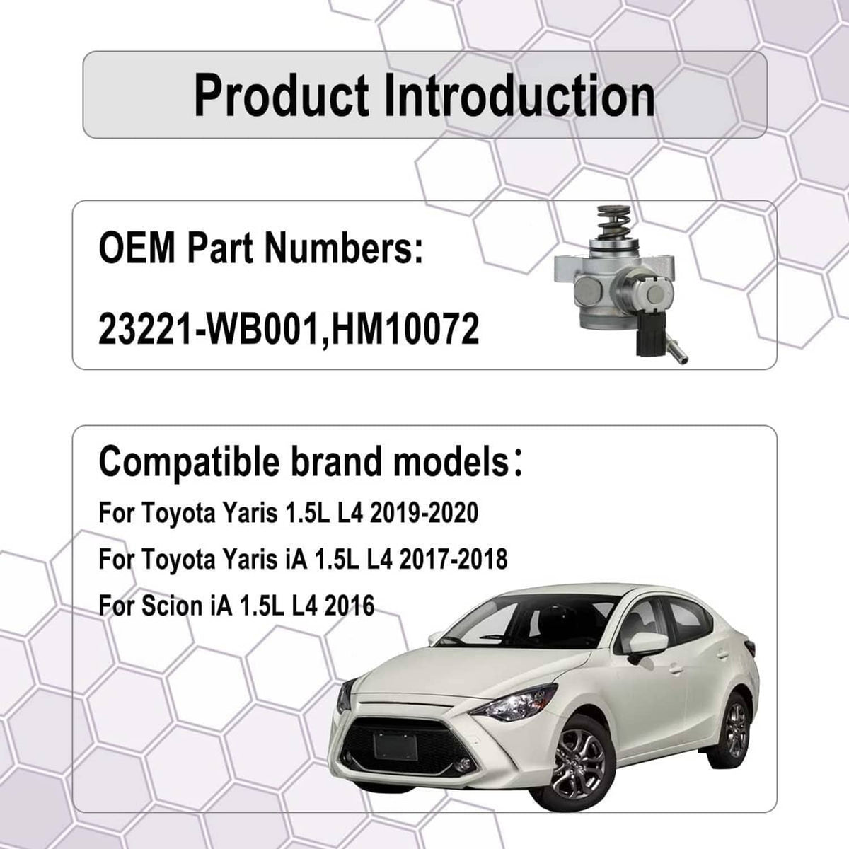 Solidspare High Pressure Fuel Pump Fit Toyota Yaris 2019-20 Scion iA 2016 1.5L 23221WB001