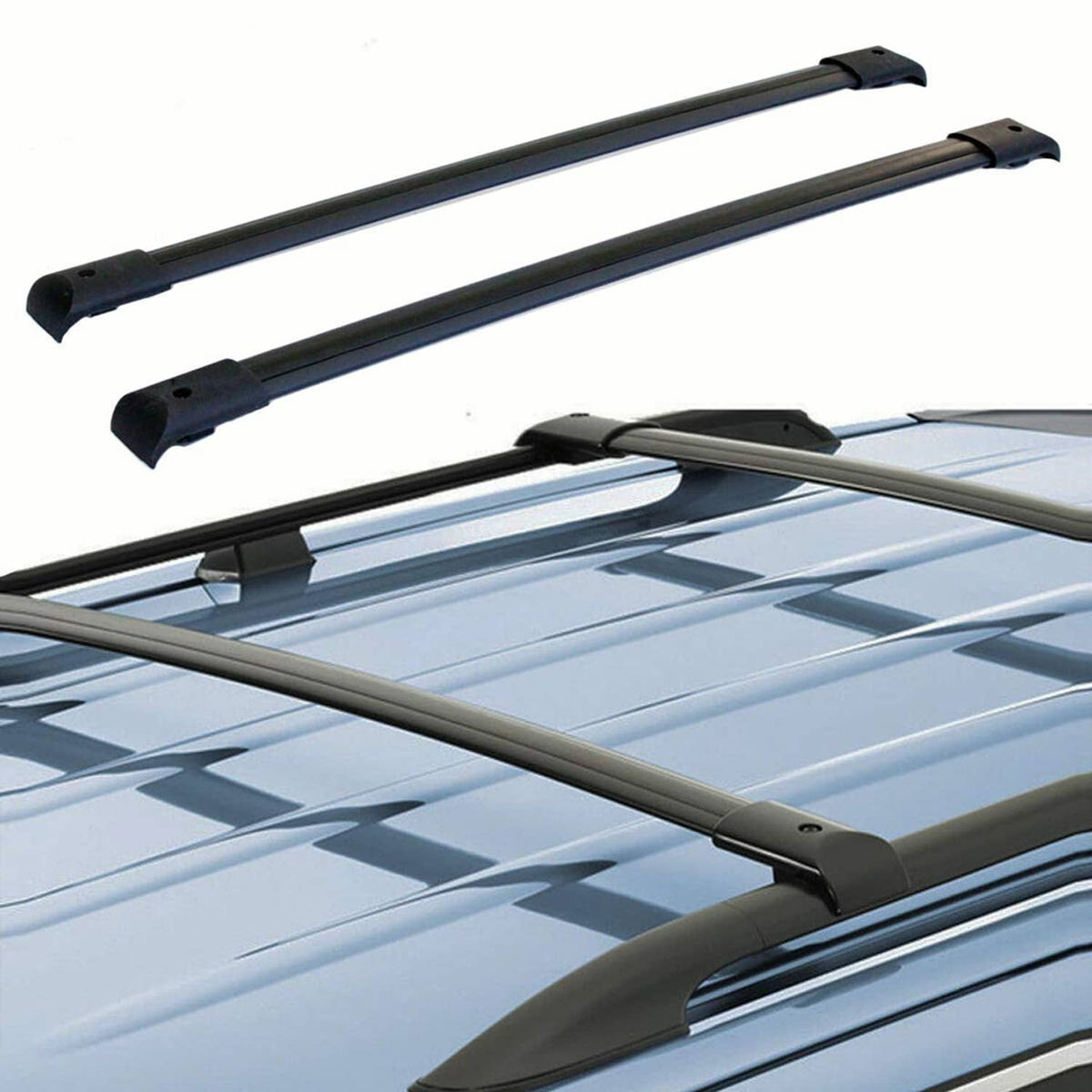 Solidspare Aluminum Roof Rack Top Rail Cross Bar Pair Fits For 2003-2008 Honda Pilot