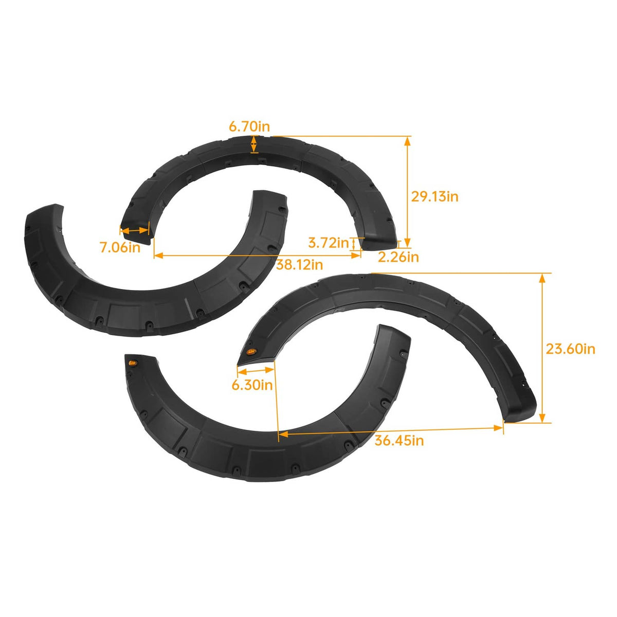 Solid Spare Pocket Rivet Fender Flares Kit Textured For 2018-2020 Ford F150 F-150 Plastic