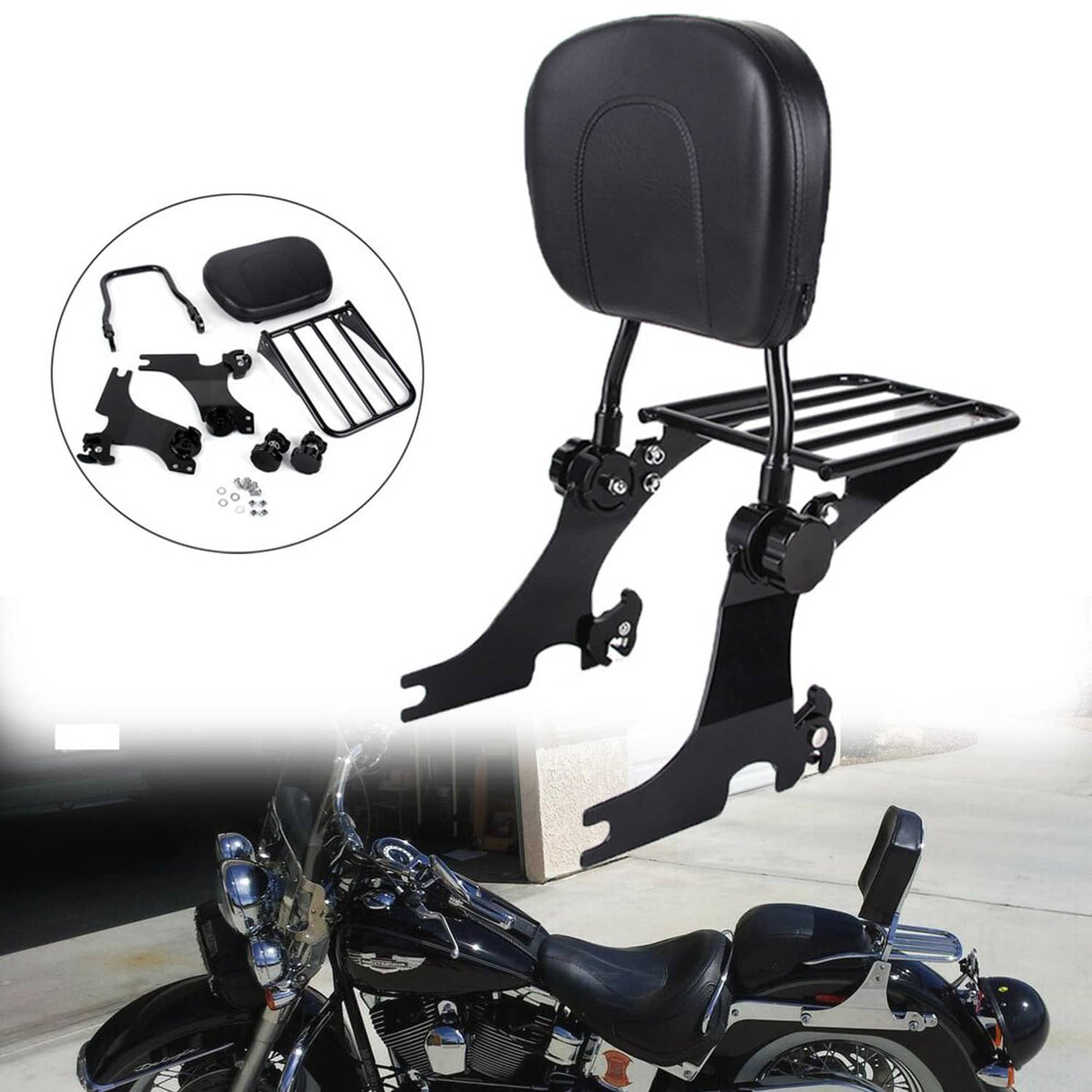 Solidspare 94-03 Backrest Sissy Bar + Luggage Rack For Harley Sportster XL 883 1200 Custom