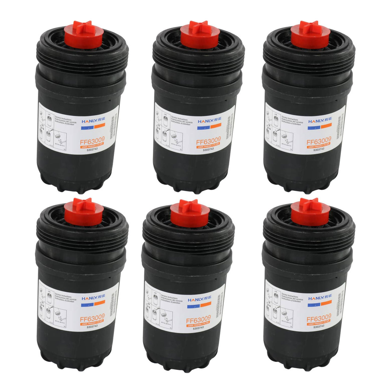 Solidspare 6Pcs FF63054NN FF63009 Fuel Filter For CUMMINS 5303743 JLG 70024315 Engine