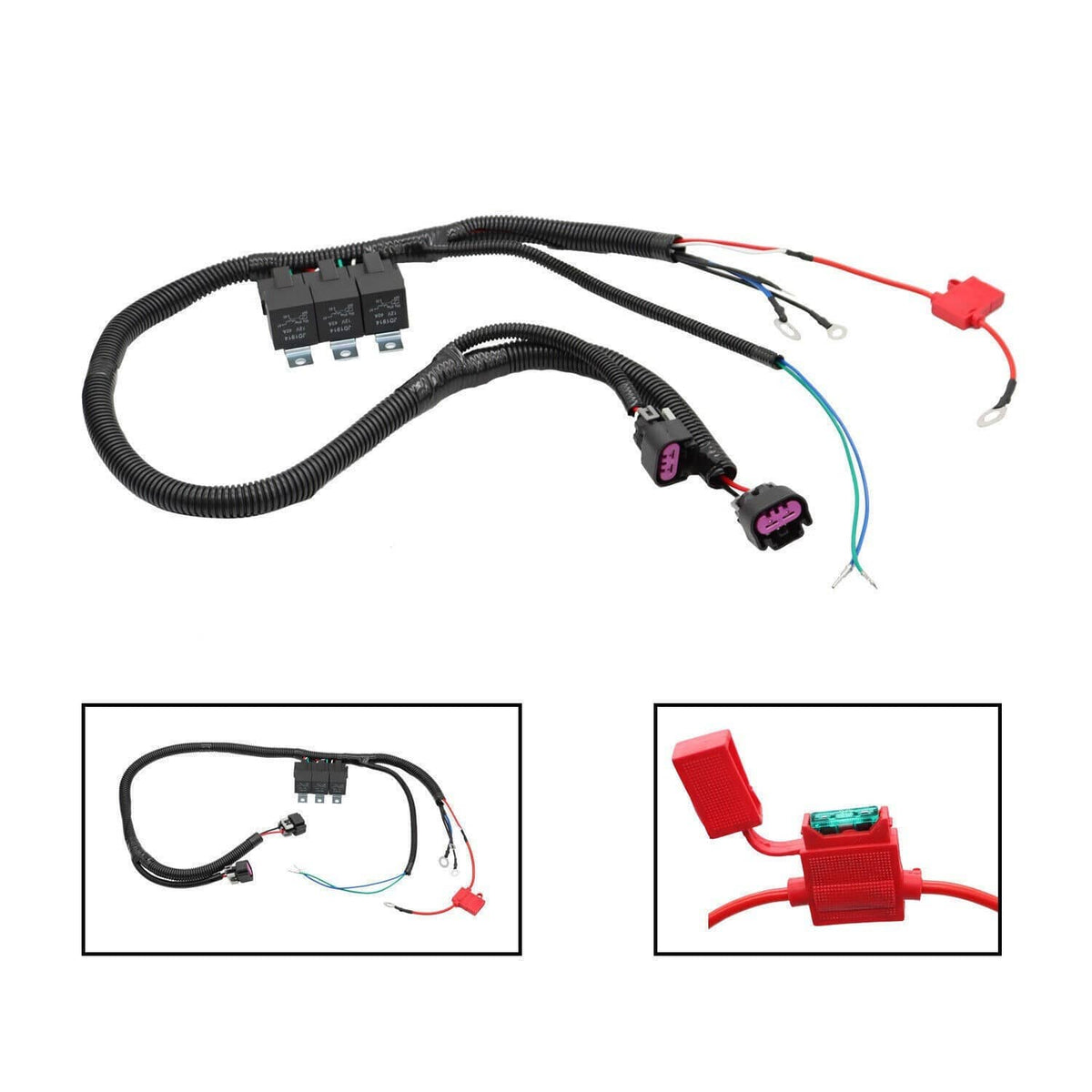 Solidspare For 1999–2006 Chevy GM Electric Dual Fan Upgrade Wiring Harness Kit ECU Control