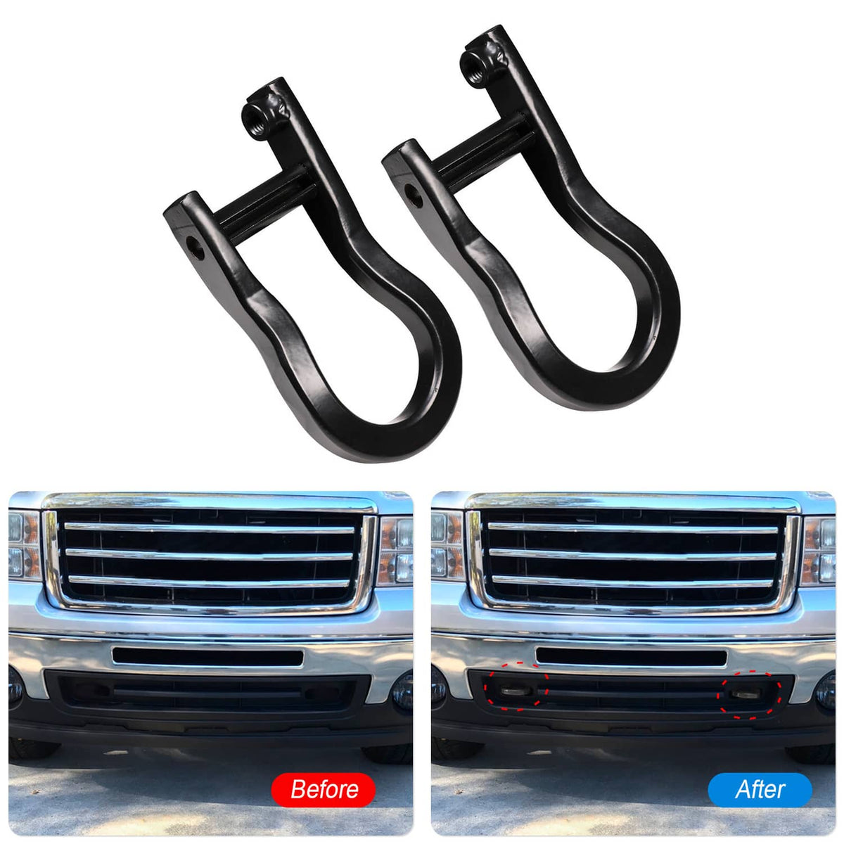 Solidspare Black Tow Hooks kit For GM Chevrolet Silverado Sierra 1500 2007-2019 84072463