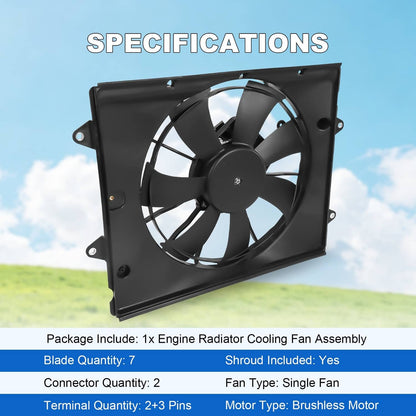 Solidspare Radiator Cooling Fan Assembly Fits 2016-2021 Civic 2.0L 190155BAA01 190305BAA01
