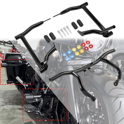 Solidspare Front Engine Flat-Out Bar + Rear Saddlebag Crash Bar For Harley Touring 2014+