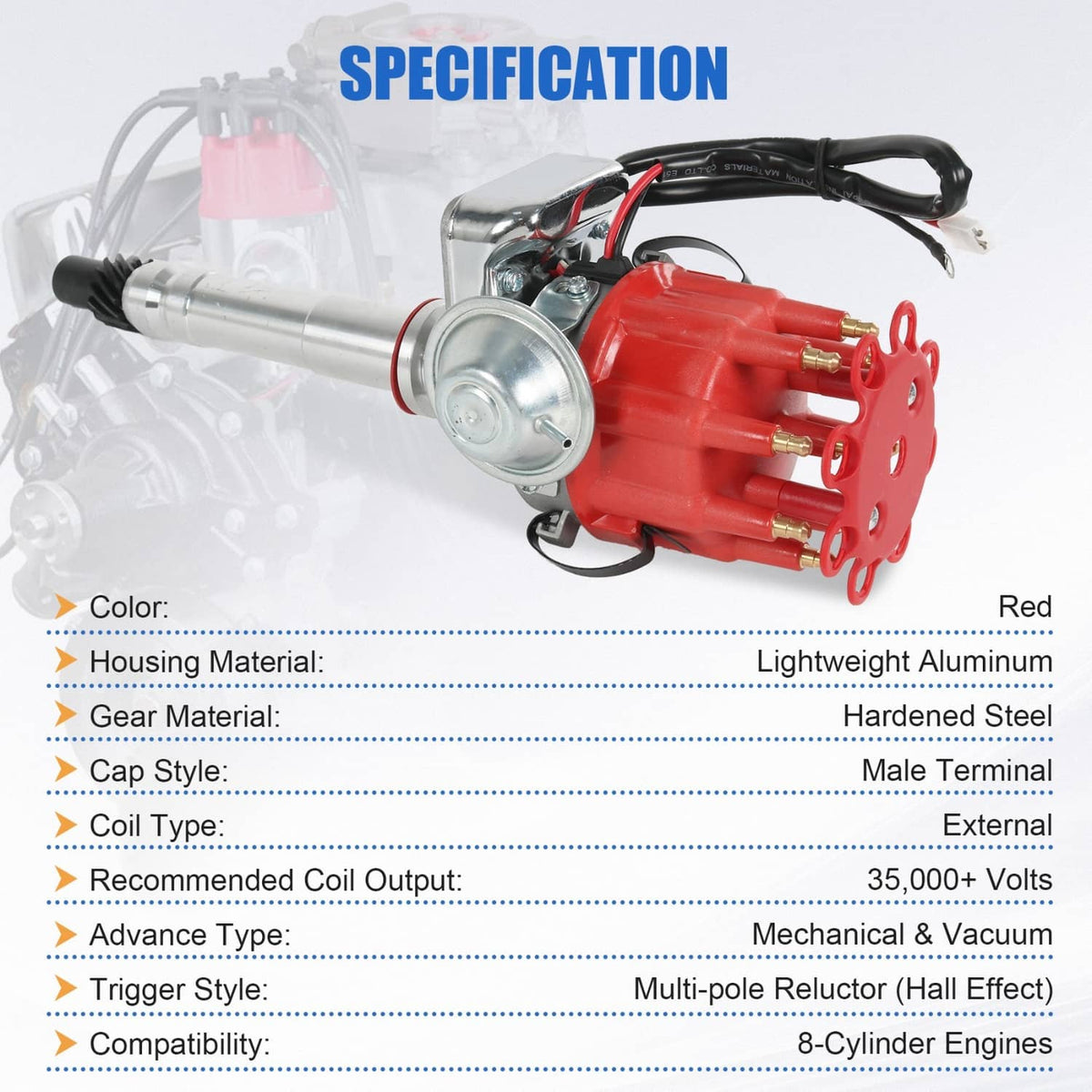 Solidspare Ignition Distributor w/ Cap & Rotor for Chevy SBC BBC 283 305 327 454 350 V8 R2R