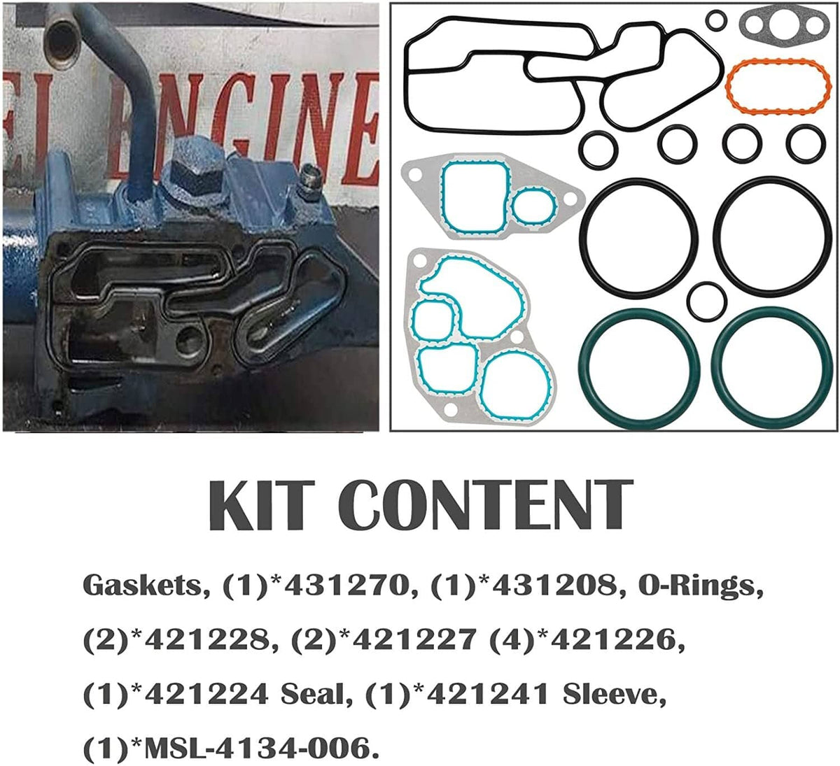 Solid Spare Oil Cooler Mounting Gasket Kit for International 1993-1997 DT466E 1823182C95
