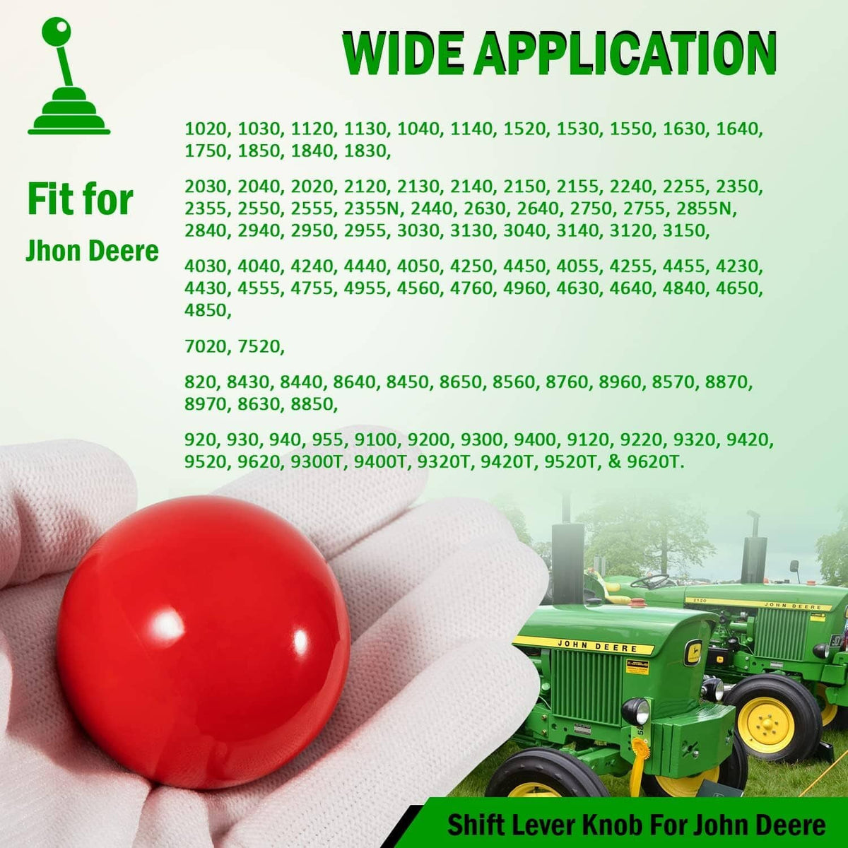 Solid Spare Gearshift Knob R50864 R153875 R161382 for JD 1020 2020 2640 2755 4430 4455 8430