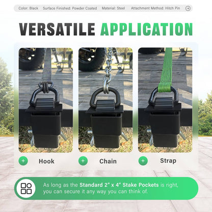 Solidspare Heavy Duty 4 Pack Trailer Adjustable Stake Pocket D-Ring Zinc 2”×4" 16200LBS