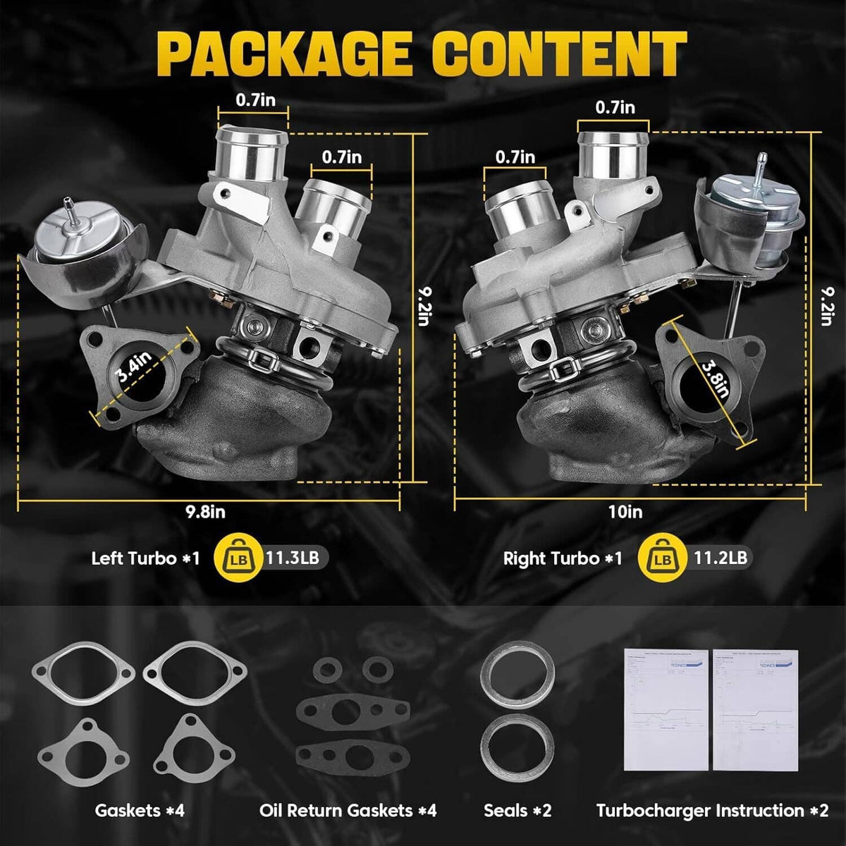 Solidspare New Left+Right Turbo Kit For Ford F150 F-150 Pickup V6 3.5L 2013-16 Turbocharger