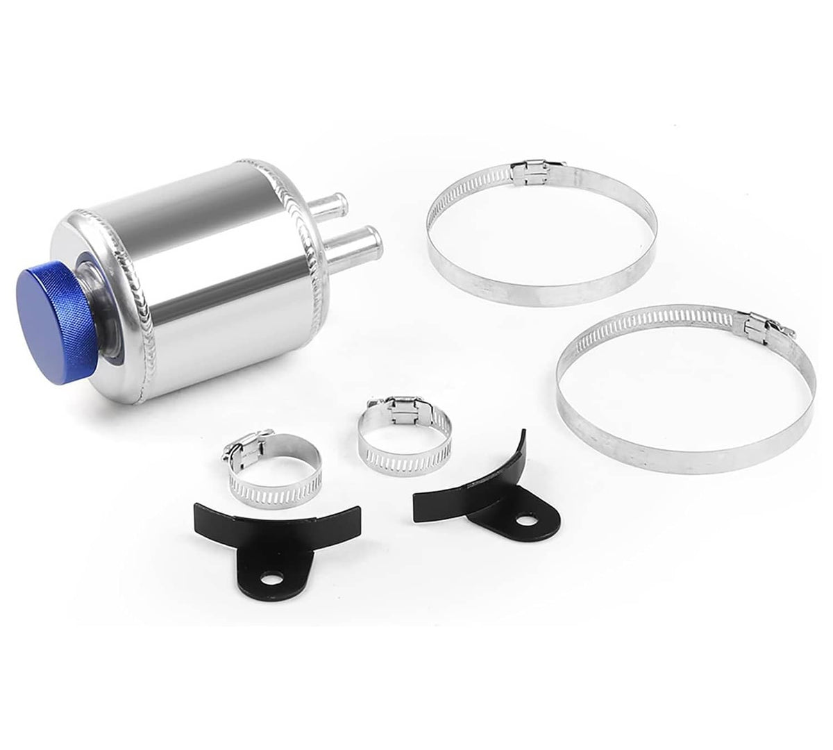 Solidspare Universal Aluminum Racing Power Steering Fluid Reservoir Tank w/ Hardware Clamps