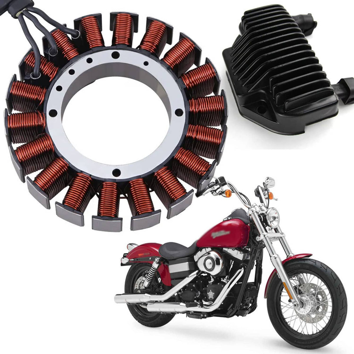 Solidspare 12V Stator & Regulator Rectifier for Harley Dyna 08-16 3-PHASE 30017-08 74631-08