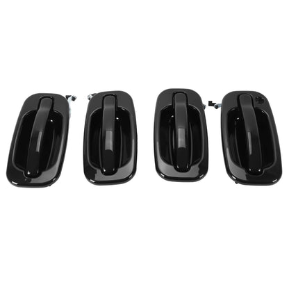 Solid Spare 4Pcs NEW Outside Door Handles Set Painted Black For Silverado Tahoe Sierra 99-06