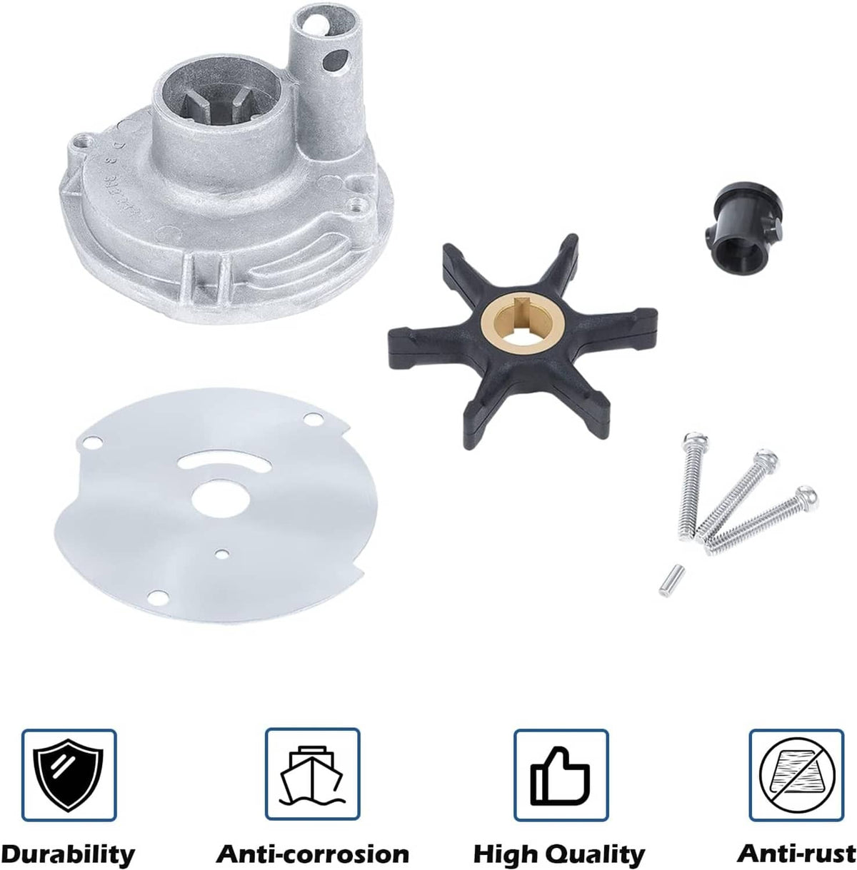 Solidspare 382468 Water Pump Impeller Kit Johnson Evinrude OMC (10 15 18 20 25 HP) 18-3377