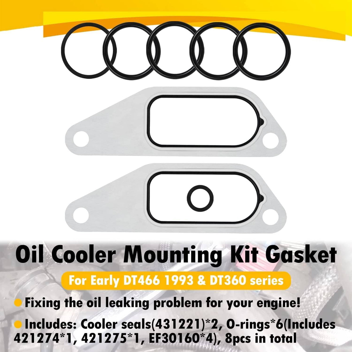Solid Spare 431327 Oil Cooler Mounting Kit Gasket O-Rings for DT466 DT360 Engine #675513C1