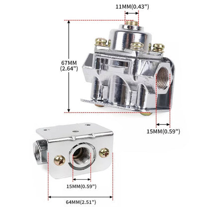 Solidspare Fuel Pressure Regulator Carburetor Chrome Fit Holley 12-803 2 Port 4 1/2 to9 PSI