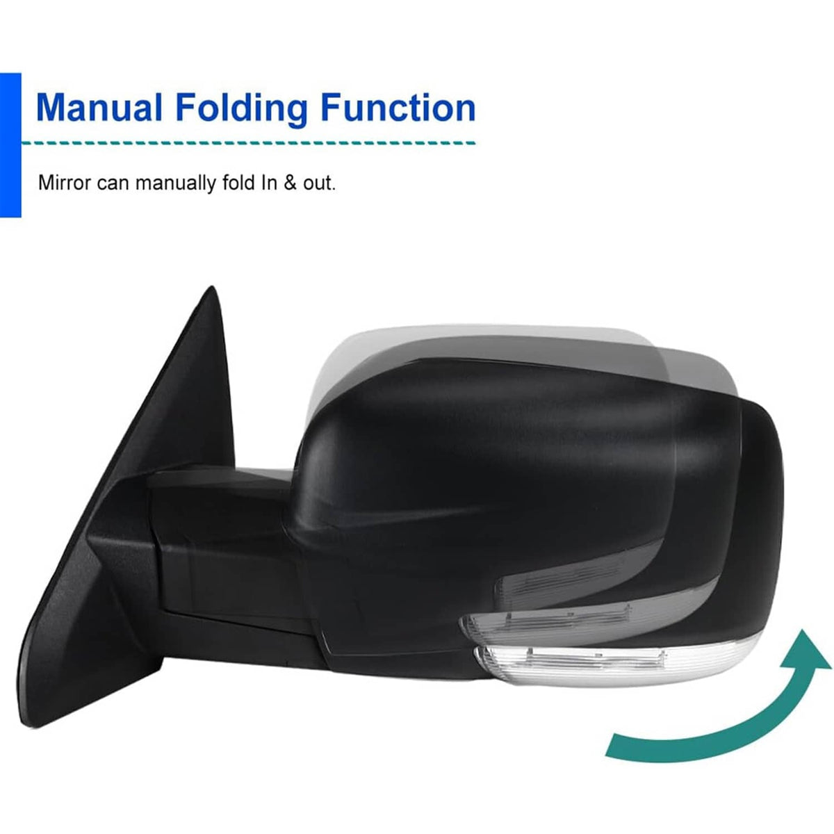Solidspare Left/Driver Manual Fold & Heated & Temp Sensor Mirror For 2013-19 Dodge Ram 1500