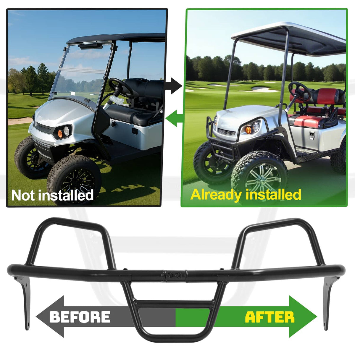 Solidspare Powder Coated Front Brush Guard For EZGO Express L4 S4 L6 S6 2012-Up Golf Cart