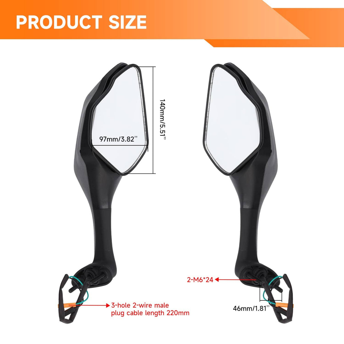 Solidspare Rear Left Right LED Turn Signal Mirrors Fit For Honda CBR1000RR 2017-2024 2025