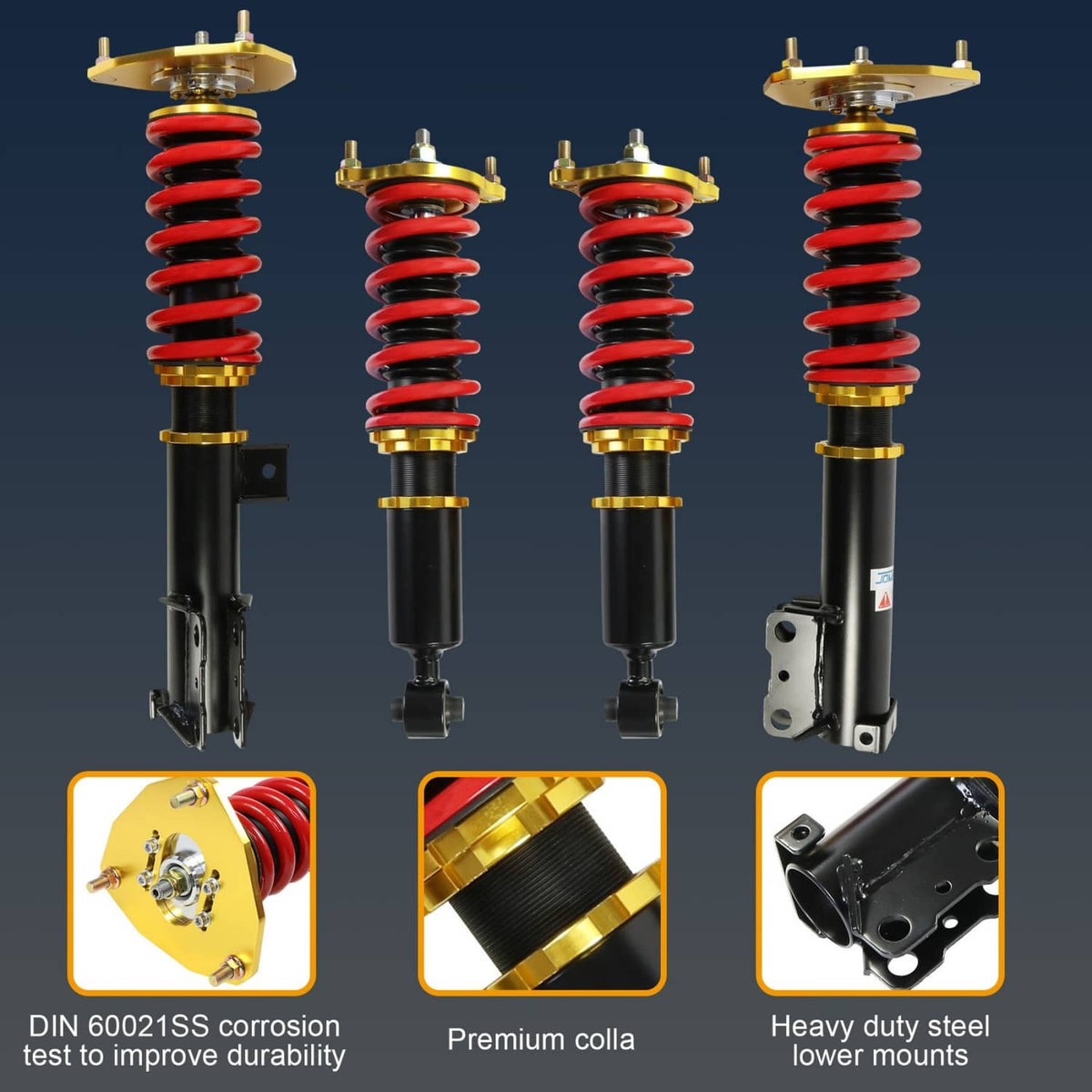 Solidspare Full Coilovers For 2000-2005 Mitsubishi Eclipse 3rd-Gen D53A / D52A Adj Height
