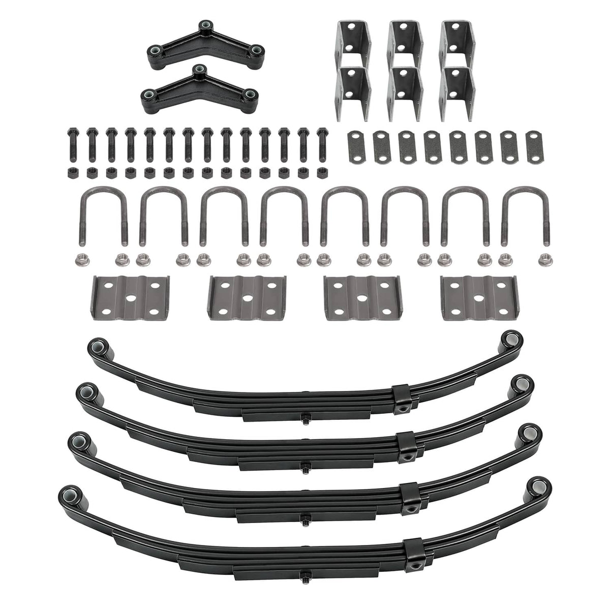 Solidspare Tandem Trailer Axle Suspension Kit U-bolt Hanger Kit 4 Leaf Springs Equalizer